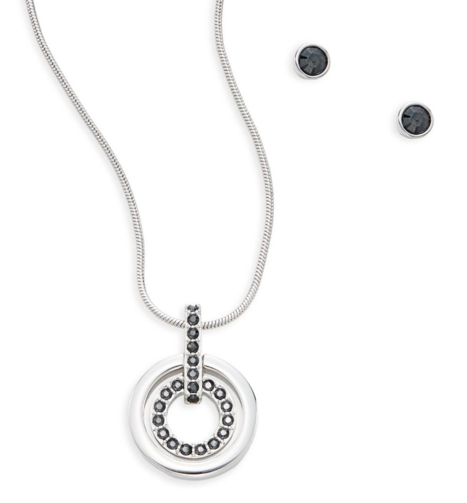 NIB Swarovski circle pendant necklace & earrings